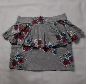 Rose and Skull Peplum Skirt Poof